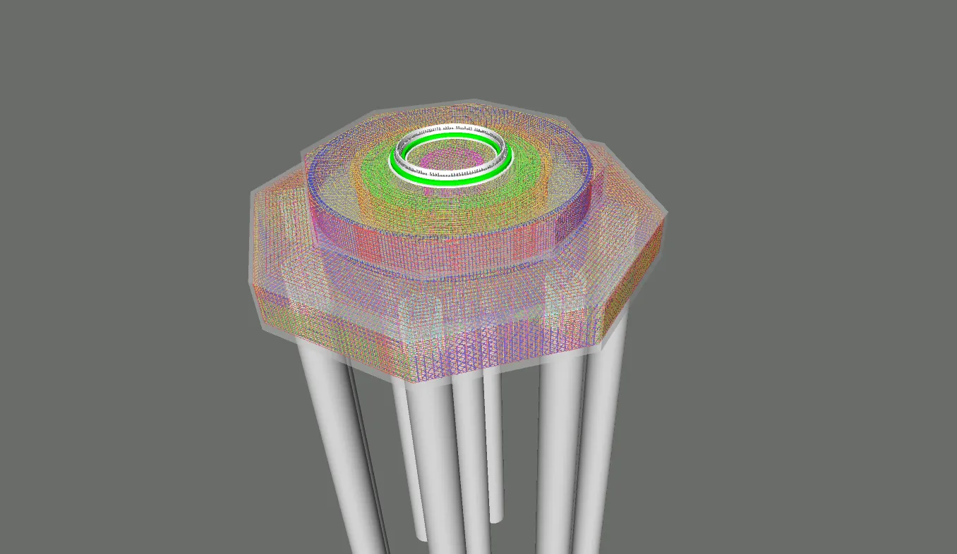 Rebar model of a pile cap and footing