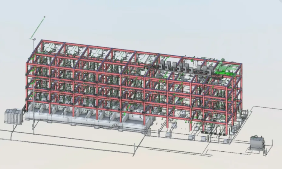 Structural and MEP BIM model of a steel-frame building