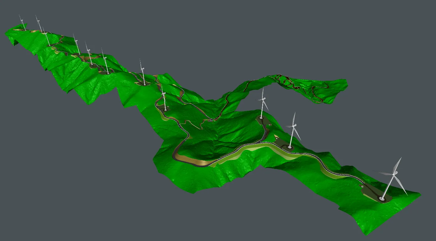 CIM model of wind-farm earthworks and access roads